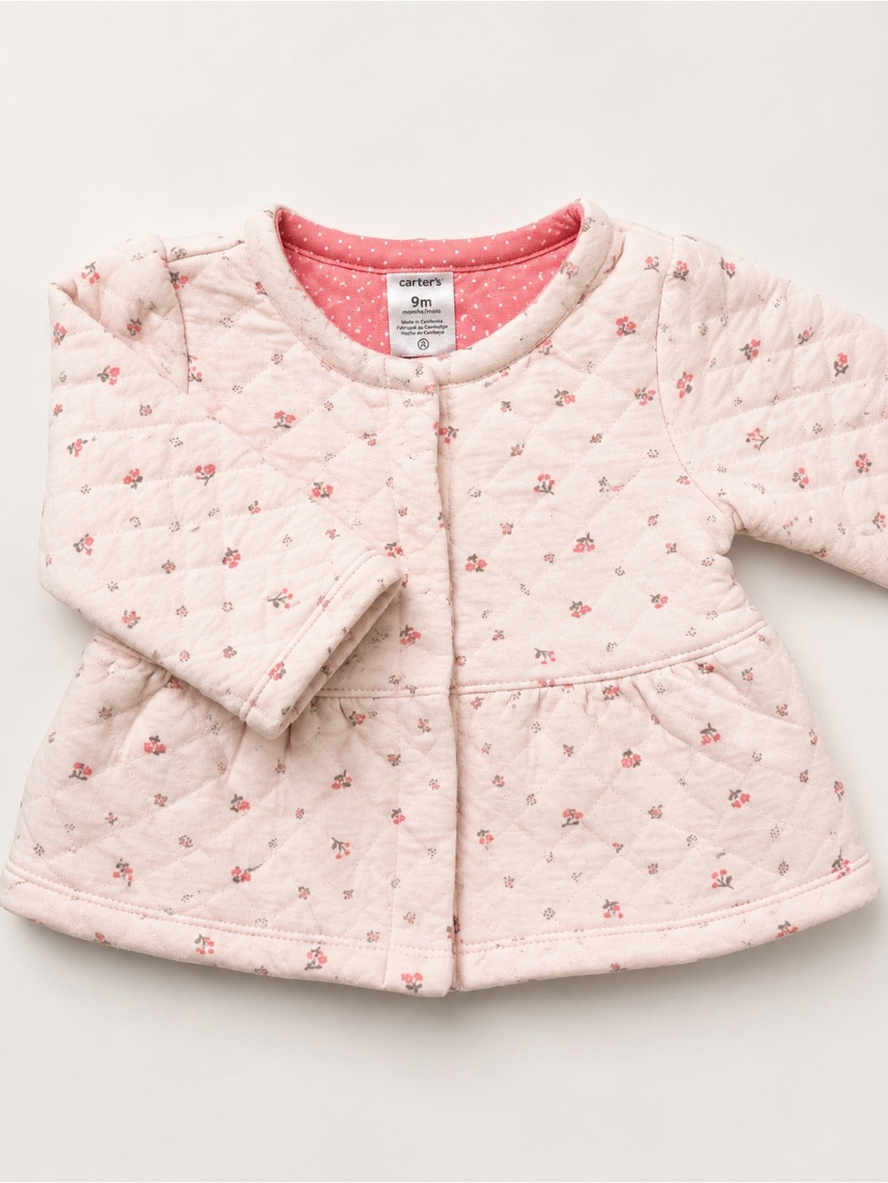 Carter's Quilted Light Pink Floral Hoodie Jacket